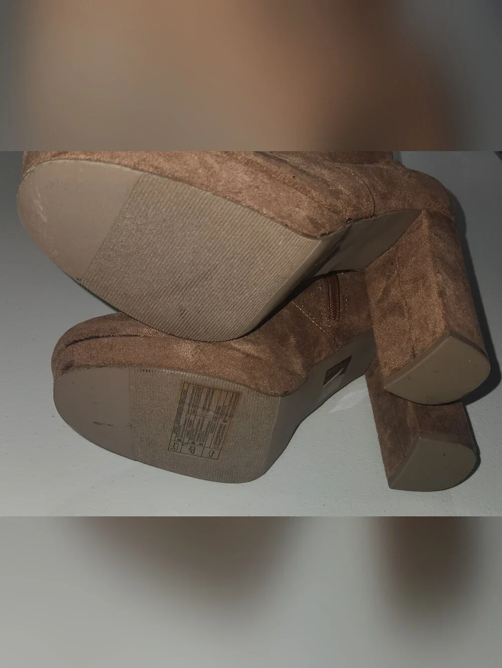 Forever 21 Brown Soft Faux Suede   Over The Knee Boots Block Heels Size 8